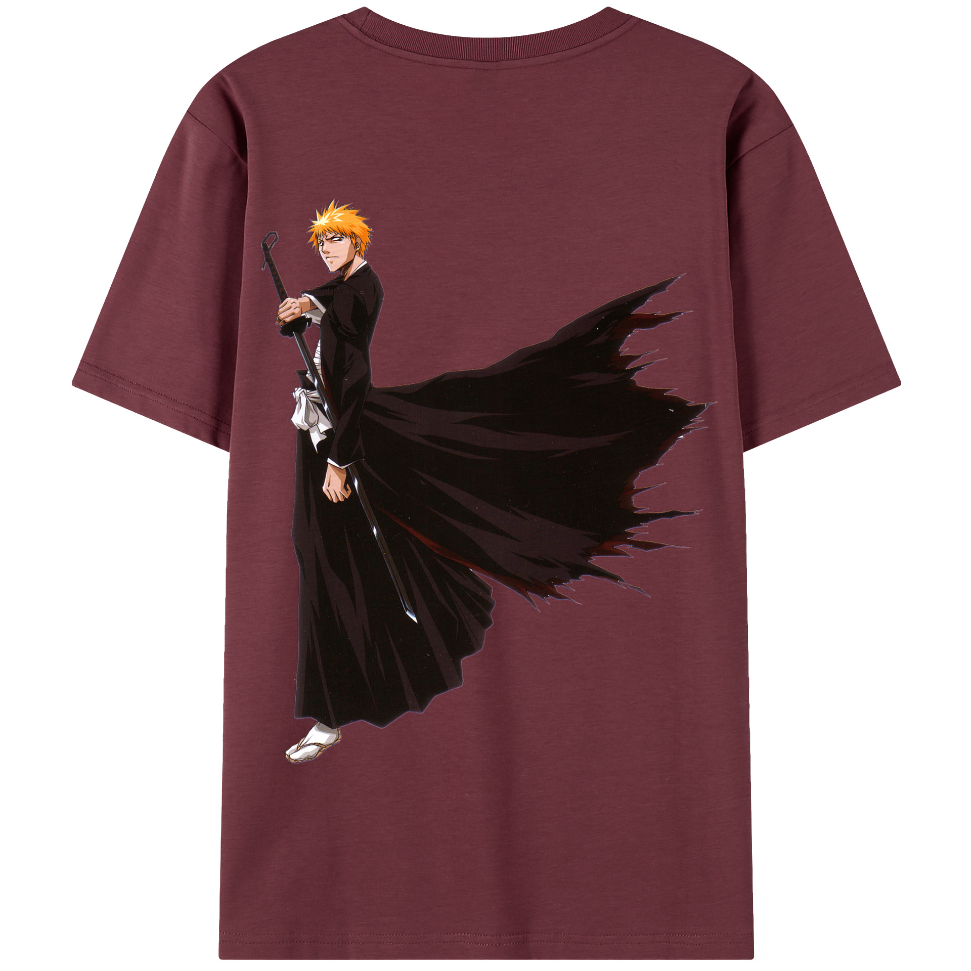 （画像用） ブリーチ 黒崎一護（くろさき いちご）BLEACH Kurosaki Ichigo 綿100％半袖Tシャツ（背面プリント）